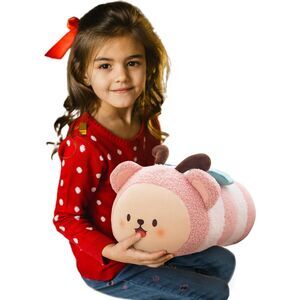 11 inch Pink Kawaii Plushies Cylindrical Body Cute Butterflie Stuffed Animal